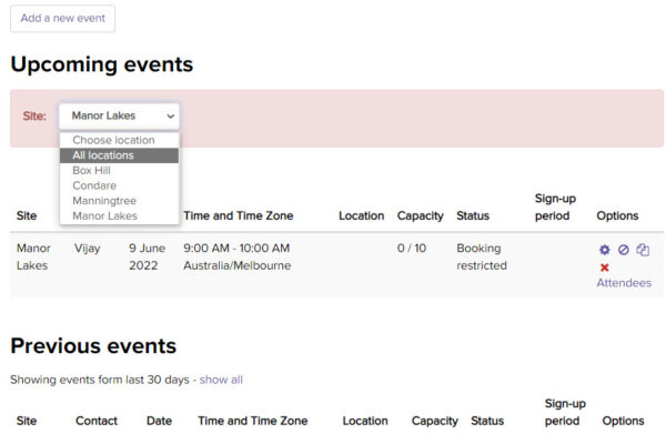 How to add a dynamic Site filter that users to view seminar events just for the selected location (room)